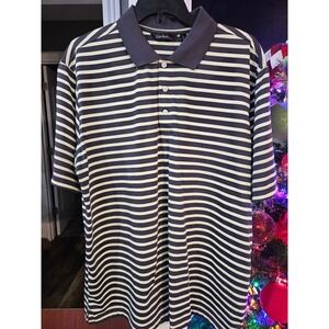 Walter Hagen Essentials Men's Golf Polo Shirt Size Large Striped Short Sleeve